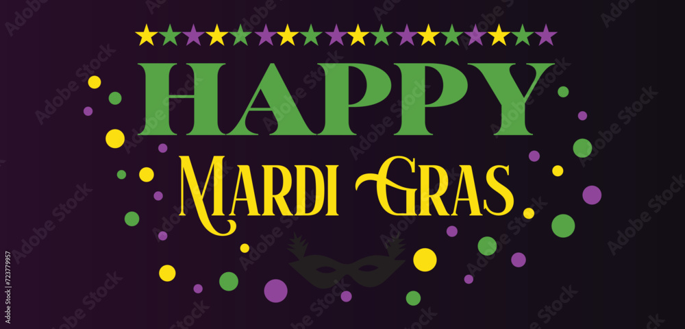 Happy Mardi Gras Stylish Text illustration Design
