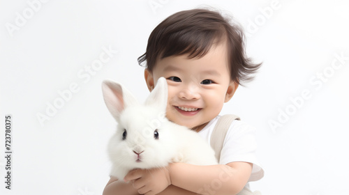 little child with rabbit