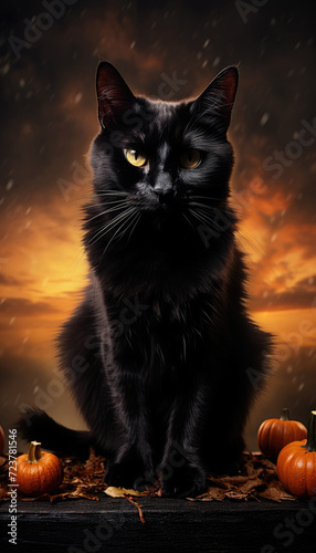 Halloween black cat abstract © LFK