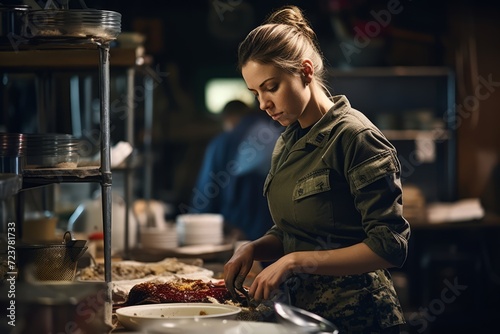 A Glimpse into the Life of a Female Military Cook: A Portrait of Strength and Dedication