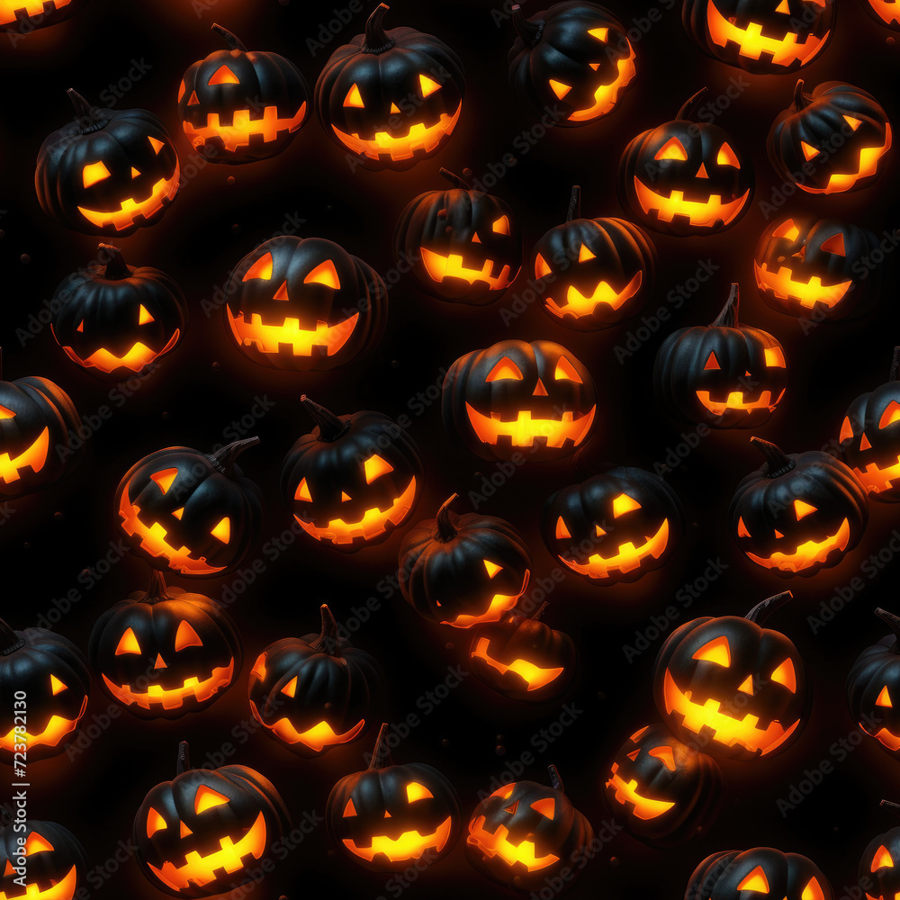 Halloween jack o lantern pumpkin face glowing lights pattern background Halloween jack o lantern pumpkin face glowing lights pattern background