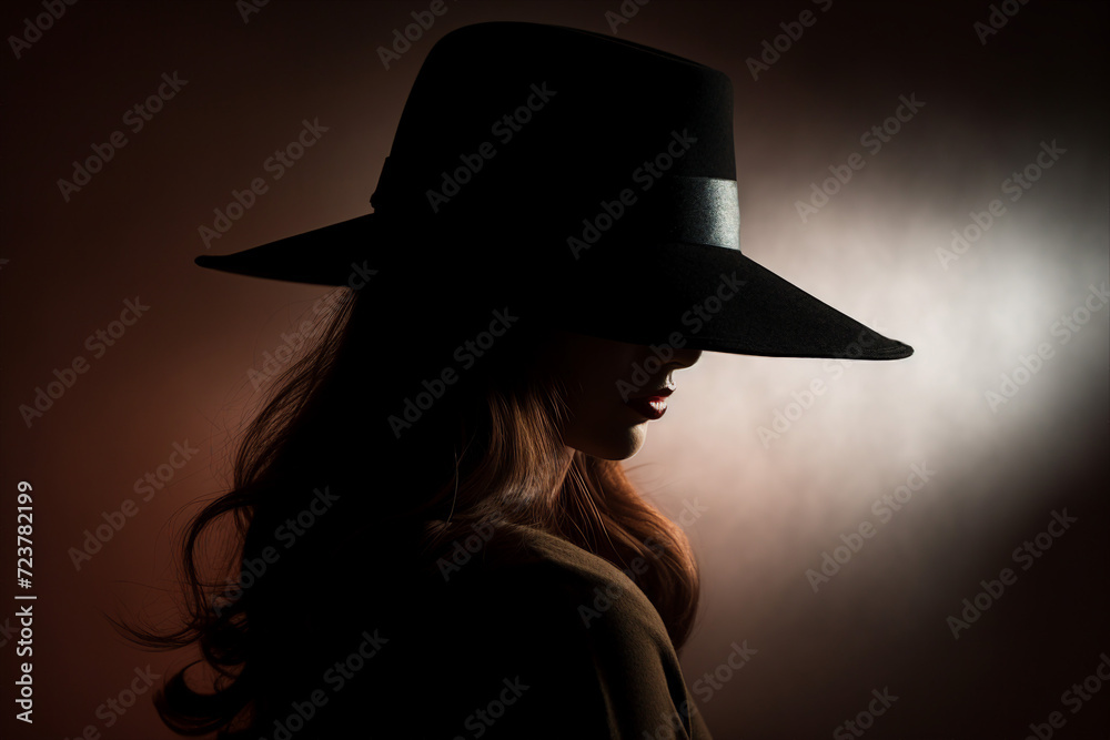 Old fashioned detective or mafia man woman in retro style hat Generative AI picture portrait Old fashioned detective or mafia man woman in retro style hat Generative AI picture portrait