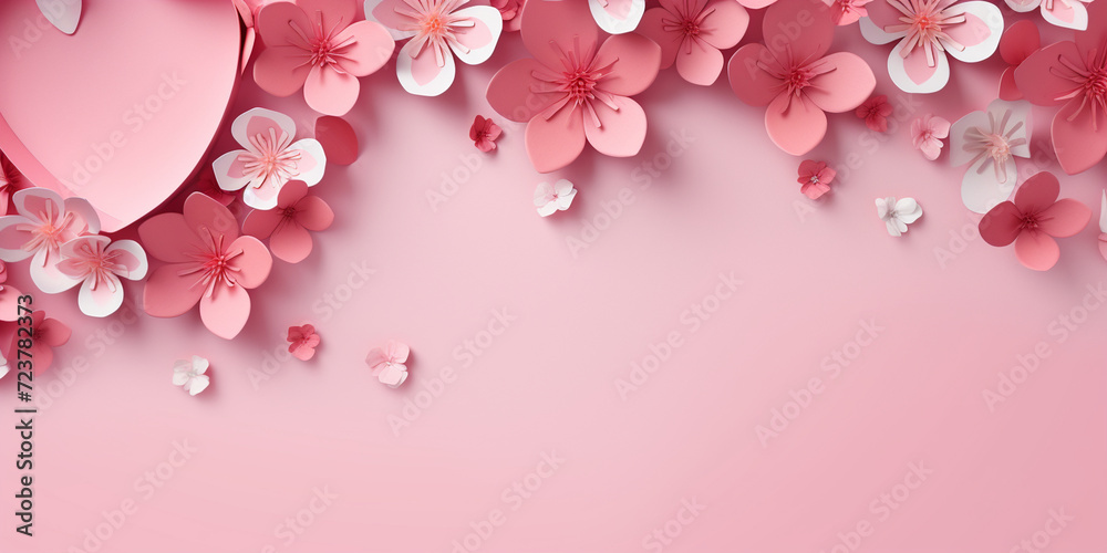 Beautiful pink flowers on pink background, Pink apple flowers on pink background
