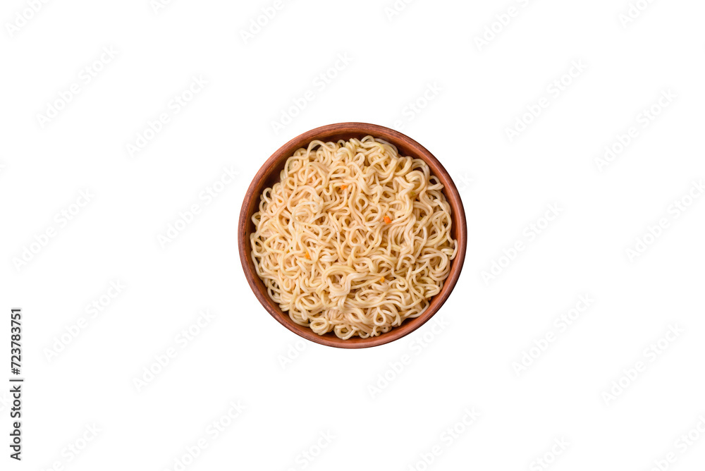 Delicious Asian cuisine dish with rice noodles, peppers, mushrooms and spices Delicious Asian cuisine dish with rice noodles, peppers, mushrooms and spices