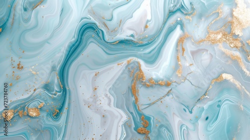 An elegant swirl of light blue and gold marble textures creating a luxurious abstract pattern.