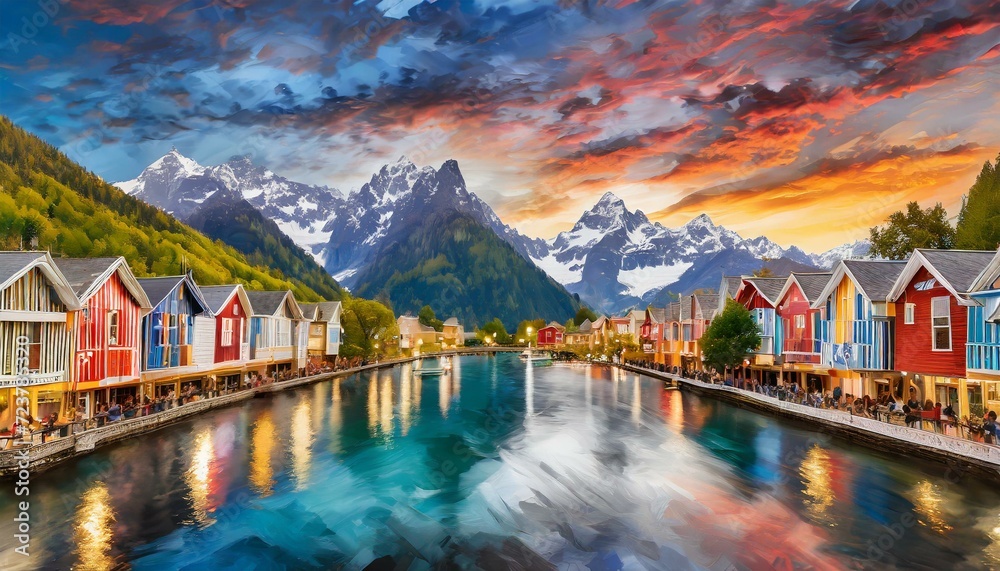 Fototapeta premium People paintings background with different colors blur