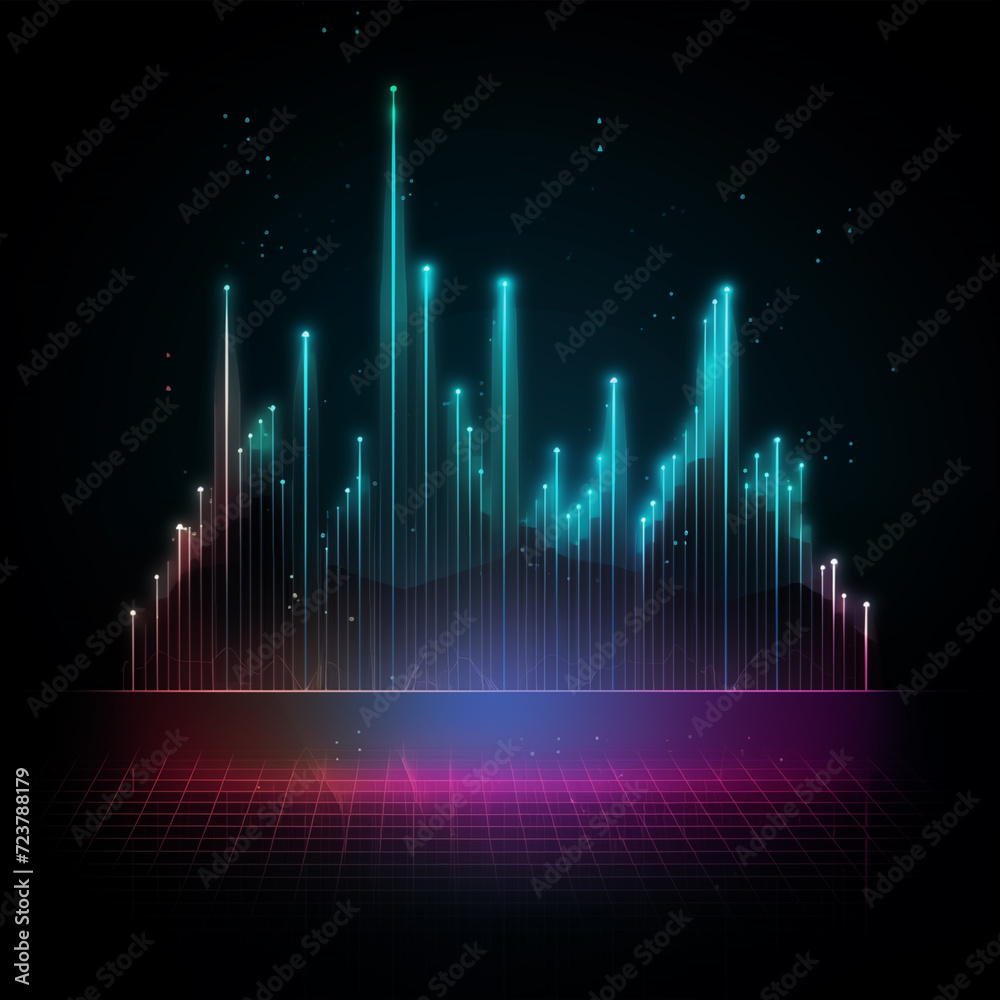 Hologram light neon effect, graph and chart