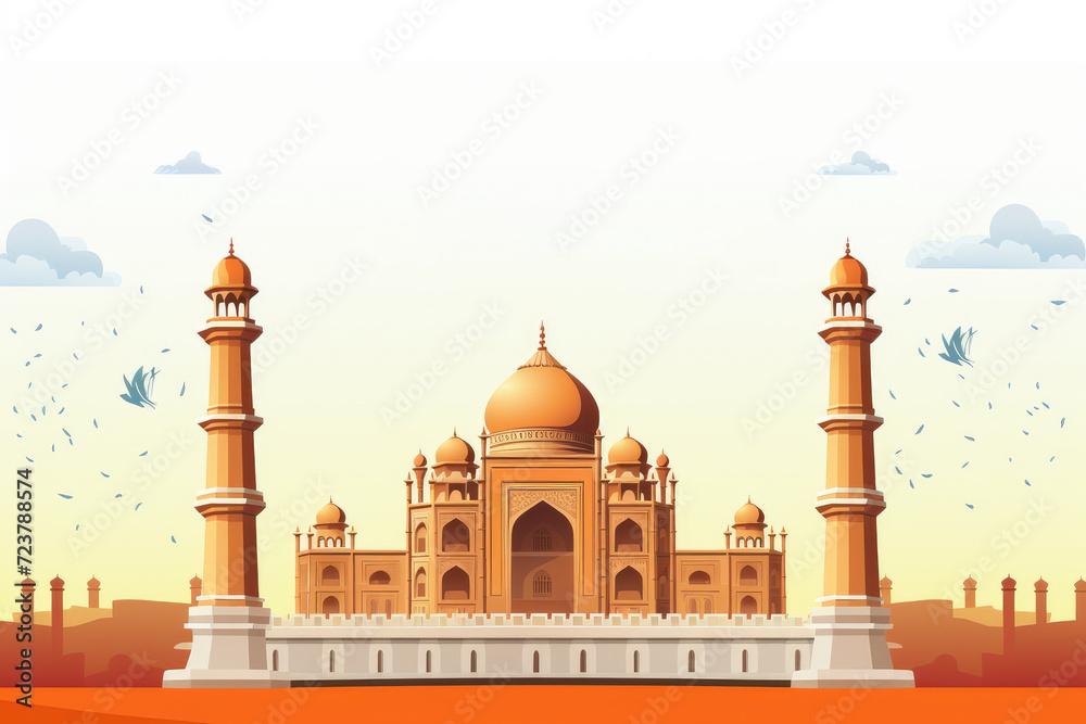 Obraz premium Independence day illustration famous monument of india. Generative ai