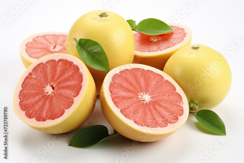 pomelo fruit isolated on white background close-up.