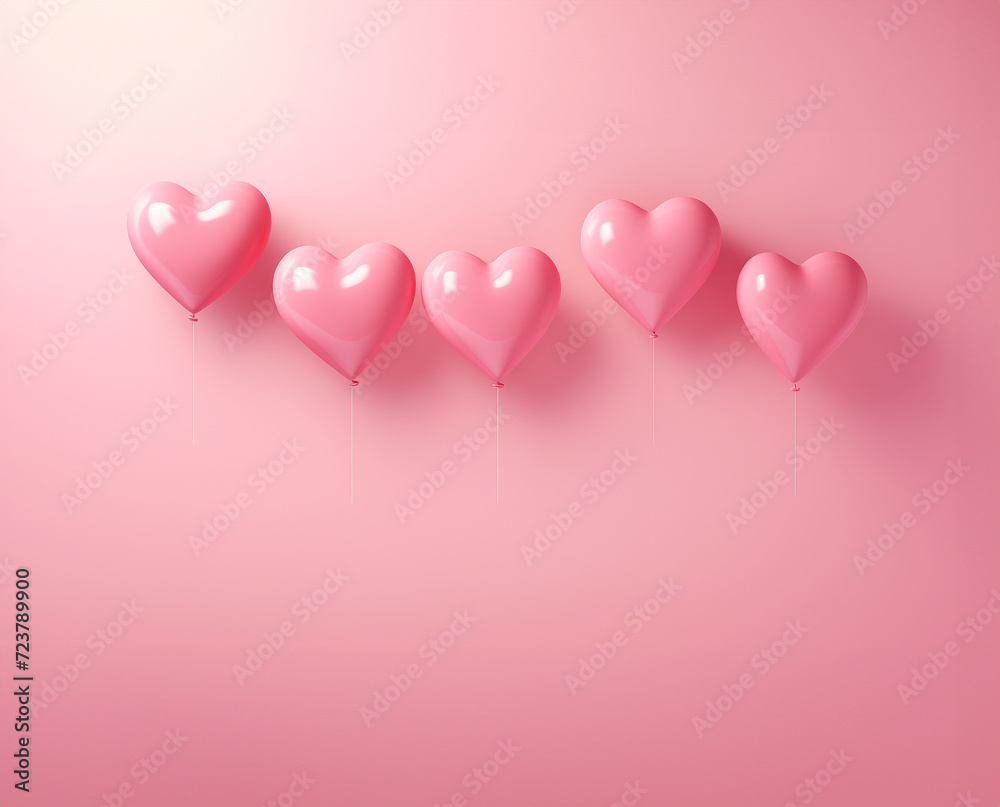 Pink heart balloons on pink background. Cute wallpaper. Love background, GenerativeAI, Balloons background