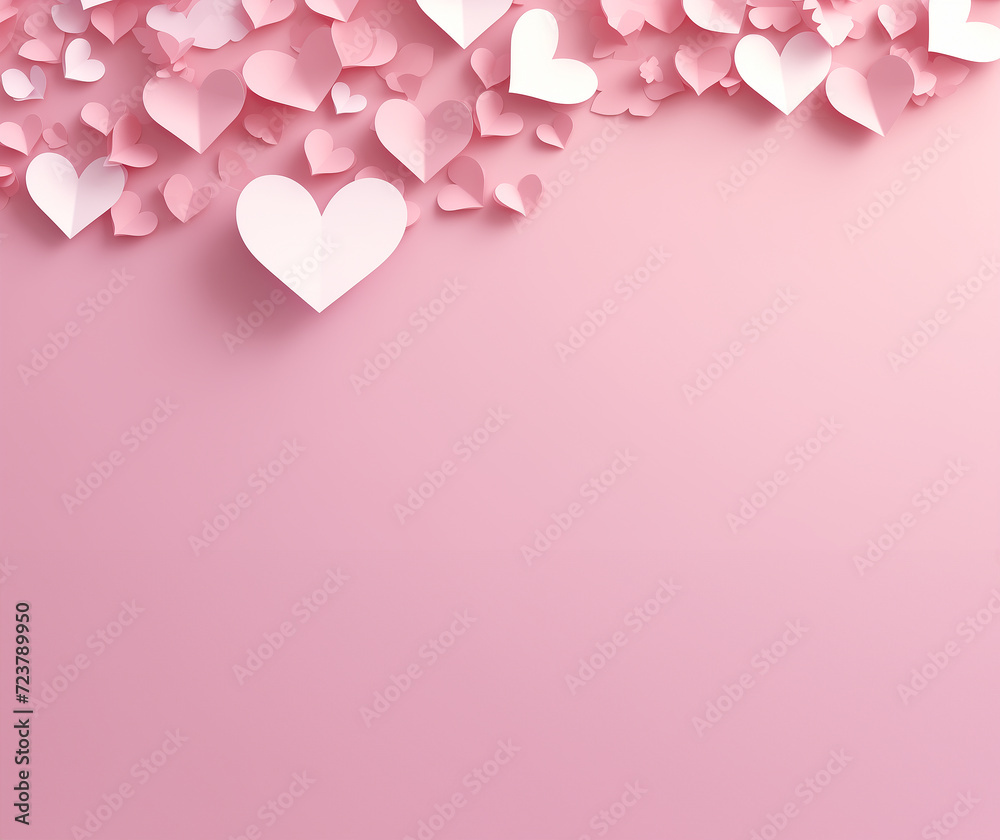 Pink heart on pink background, paper cut style, Cute wallpaper, GenerativeAI