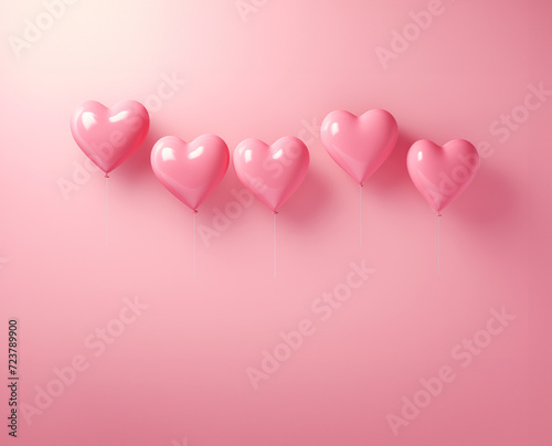 Pink heart balloons on pink background. Cute wallpaper. Love background, GenerativeAI, Balloons background