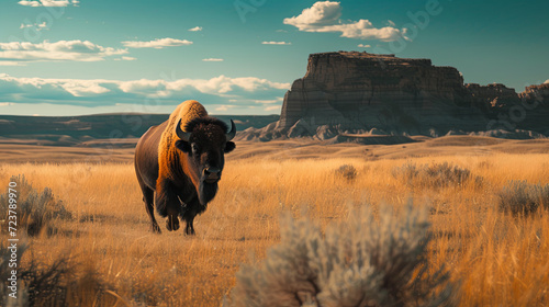 Buffalo walking toward the desert © ArtBox