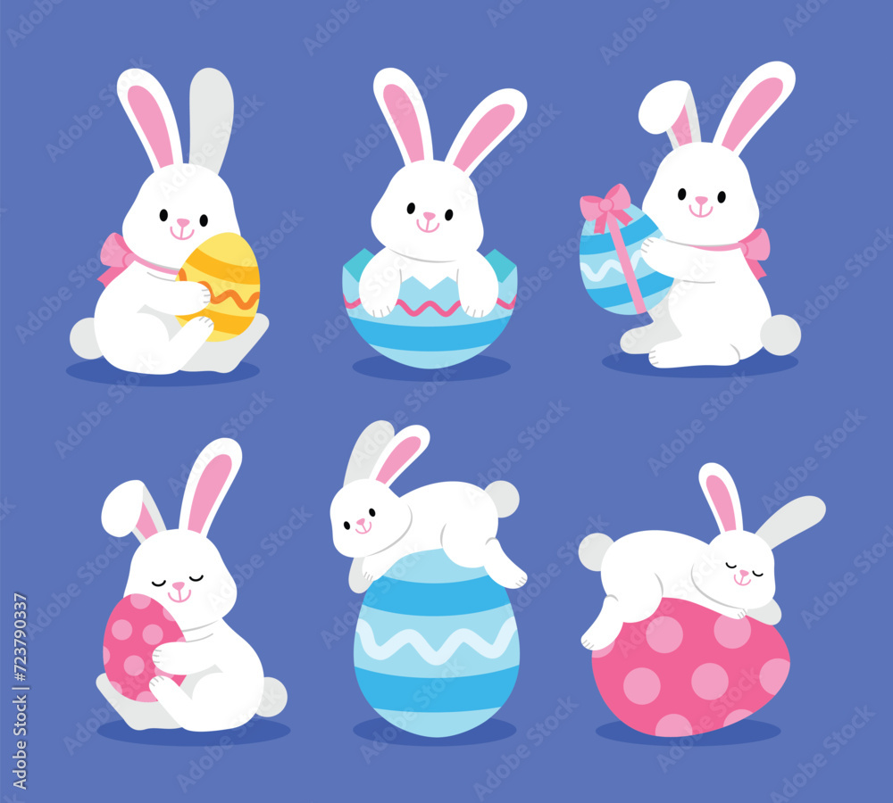 Easter bunny. Modern egg, bunnies for kids. Rabbit or hare, spring festive animal. Cute cartoon holiday vector illustration. Character design. Easter bunny. Modern egg, bunnies for kids. Rabbit or hare, spring festive animal. Cute cartoon holiday vector illustration. Character design.