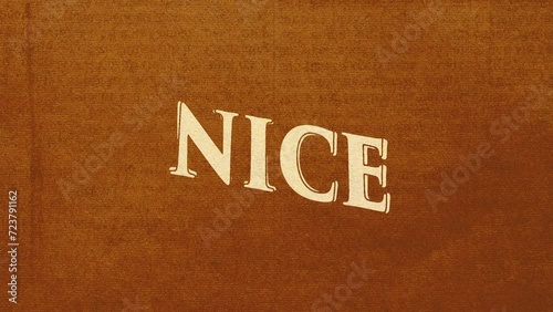 Cartoon style animation word Nice