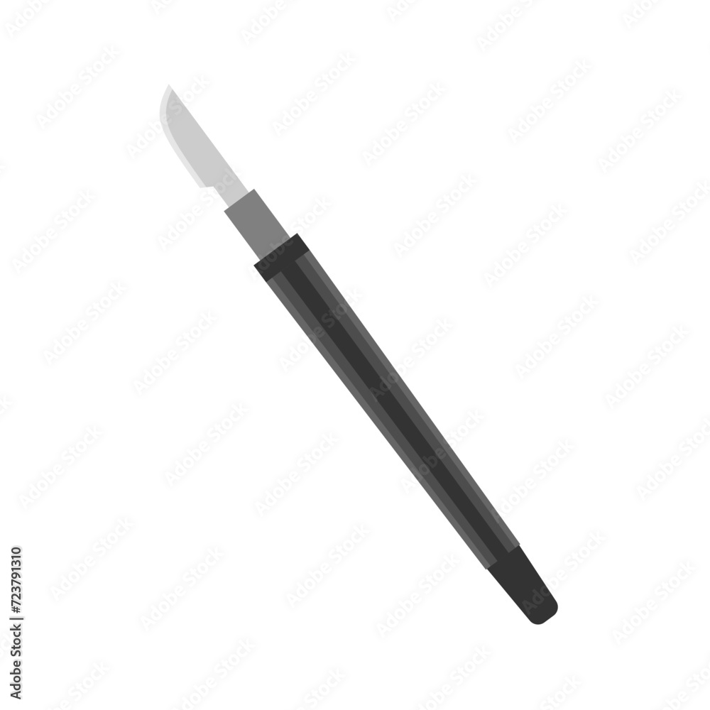 art knife or hobby knife flat design vector illustration. Detailed vector illustration of hobby and utility knife handles and blades. paper cutter, cutter breadboard, craft knife art knife or hobby knife flat design vector illustration. Detailed vector illustration of hobby and utility knife handles and blades. paper cutter, cutter breadboard, craft knife