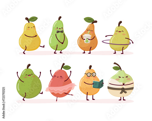 Set of different kinds of cute and fun pears
