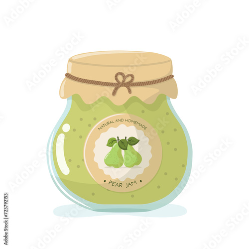 Classic pear jam jar with label