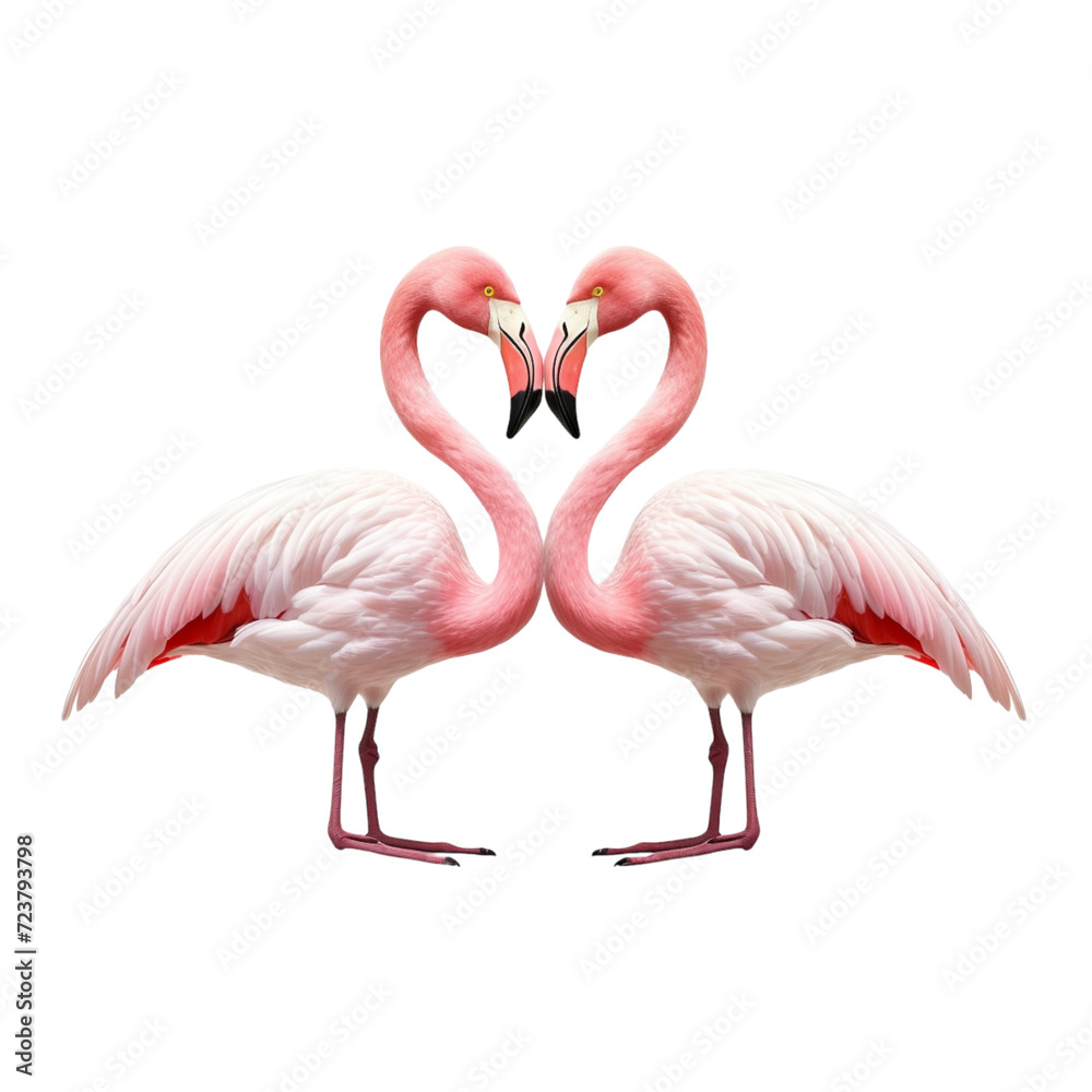 Obraz premium Two Pink Flamingos Standing Together
