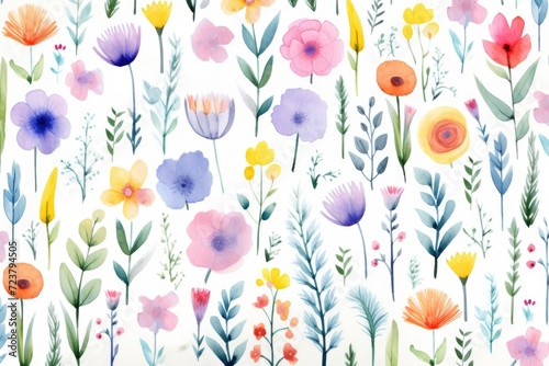 colorful watercolor background with flowers © Natalia