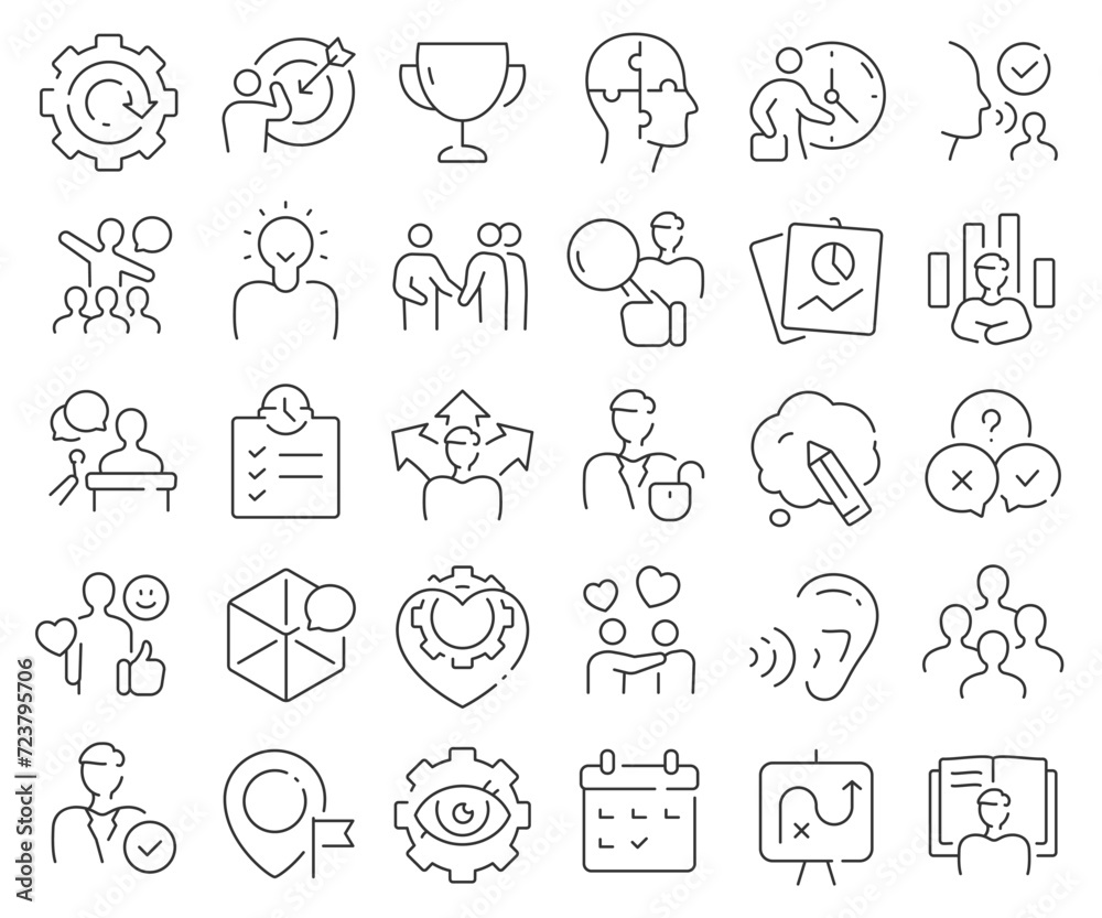 Soft skills line icons collection. Thin outline icons pack. Vector illustration eps10 Soft skills line icons collection. Thin outline icons pack. Vector illustration eps10