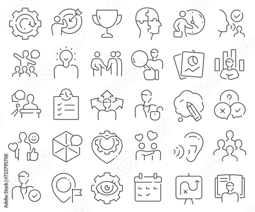 Soft skills line icons collection. Thin outline icons pack. Vector illustration eps10