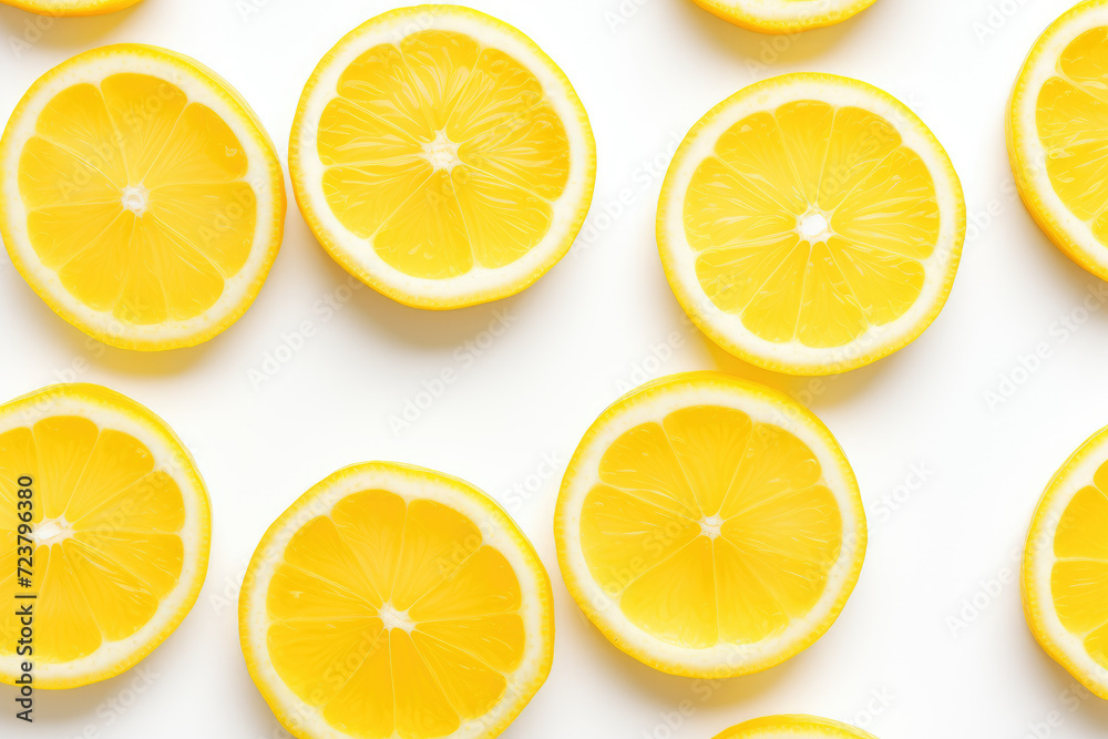 Lemon slices, isolated white background
