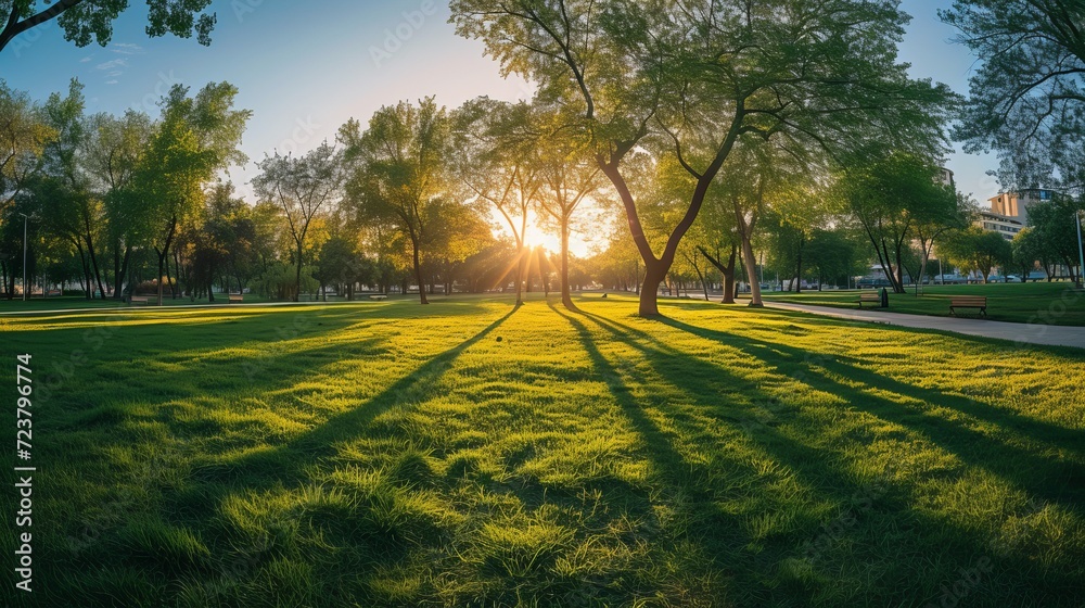 Obraz premium landscape with grass and blue sky
