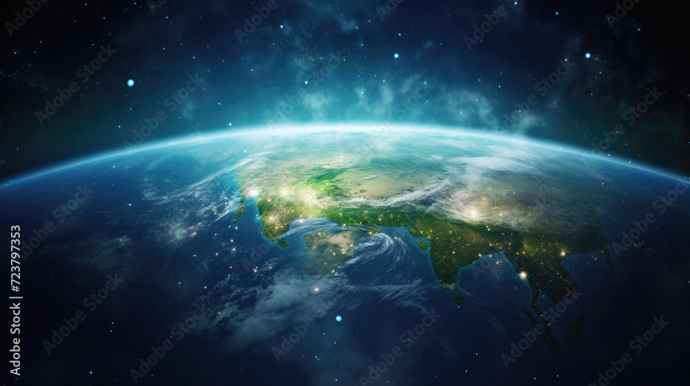 Fototapeta premium Planet Earth from space with atmosphere and clouds .