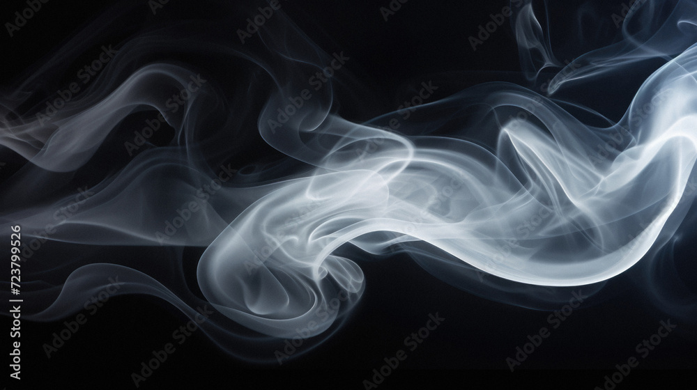 Fototapeta premium White smoke on a black background. Abstract background. Design element .