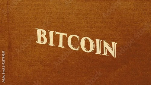 Cartoon style animation word Bitcoin