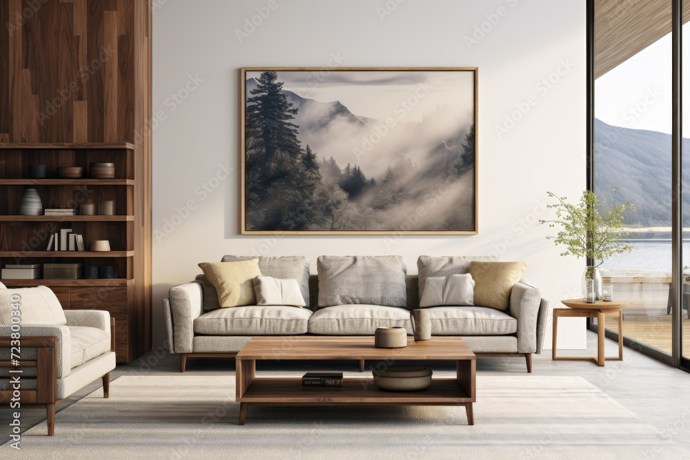 Luxury minimal living room design with sofa and colorful furniture Luxury minimal living room design with sofa and colorful furniture