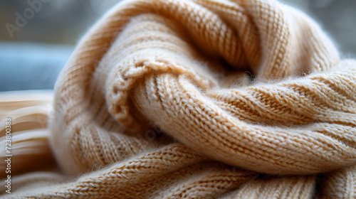Chunky Knit Scarf Handmade Mustard Scarf Crochet Scarf. generative ai