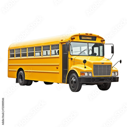 Yellow School Bus on White Background