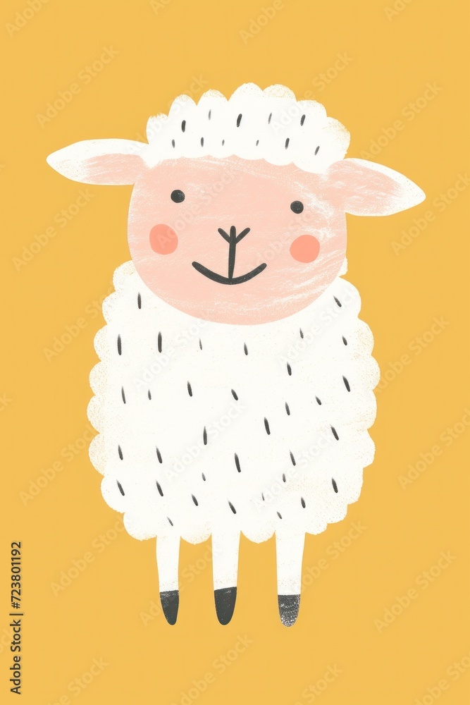 A woolly friend surrounded by cheerful flowers and a blue sky. A woolly friend surrounded by cheerful flowers and a blue sky.