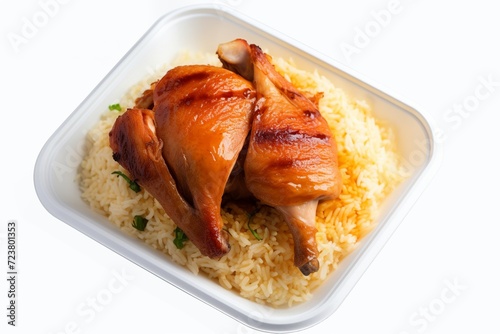 biryani cooked rice with grilled chicken