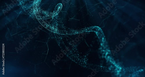 Abstract Cinematic Dna Particles. 3D Dna Particles And Digital Plexus Background.