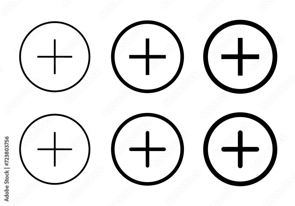 Add button icon vector in line style. Plus sign symbol on circle. Editable stroke Add button icon vector in line style. Plus sign symbol on circle. Editable stroke