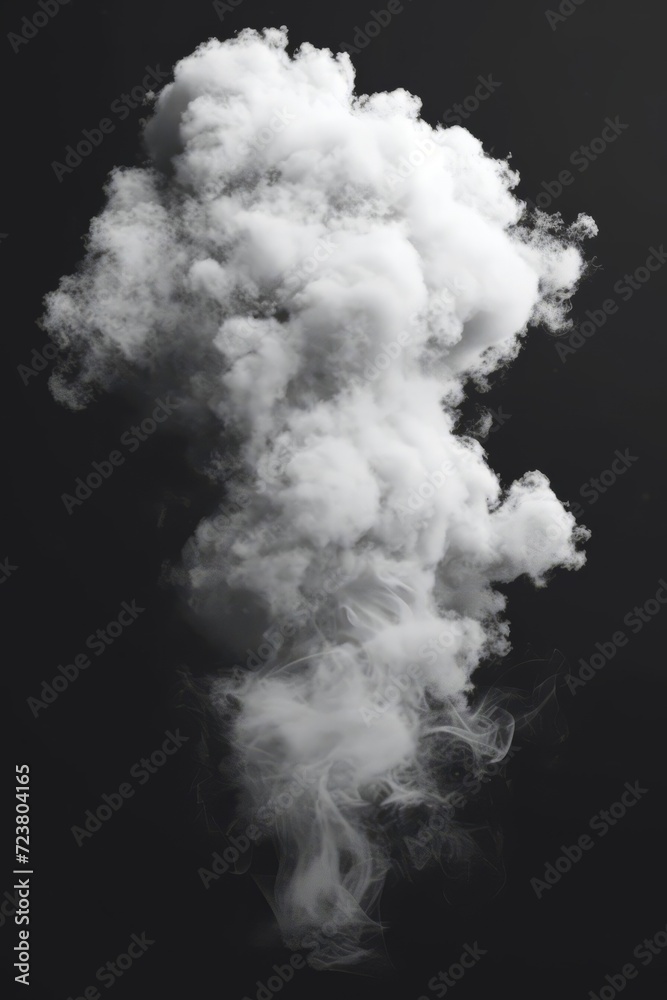 White smoke rising on black background White smoke rising on black background