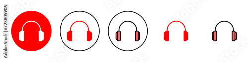 Headphone icon set illustration. Headphone sign and symbol