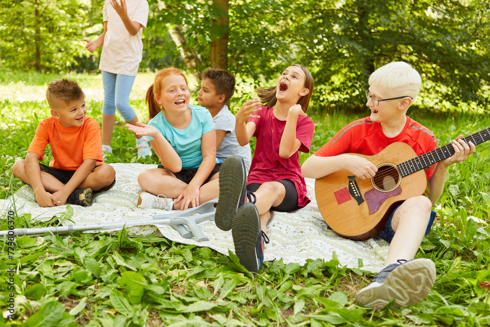 Carefree kids having fun at park