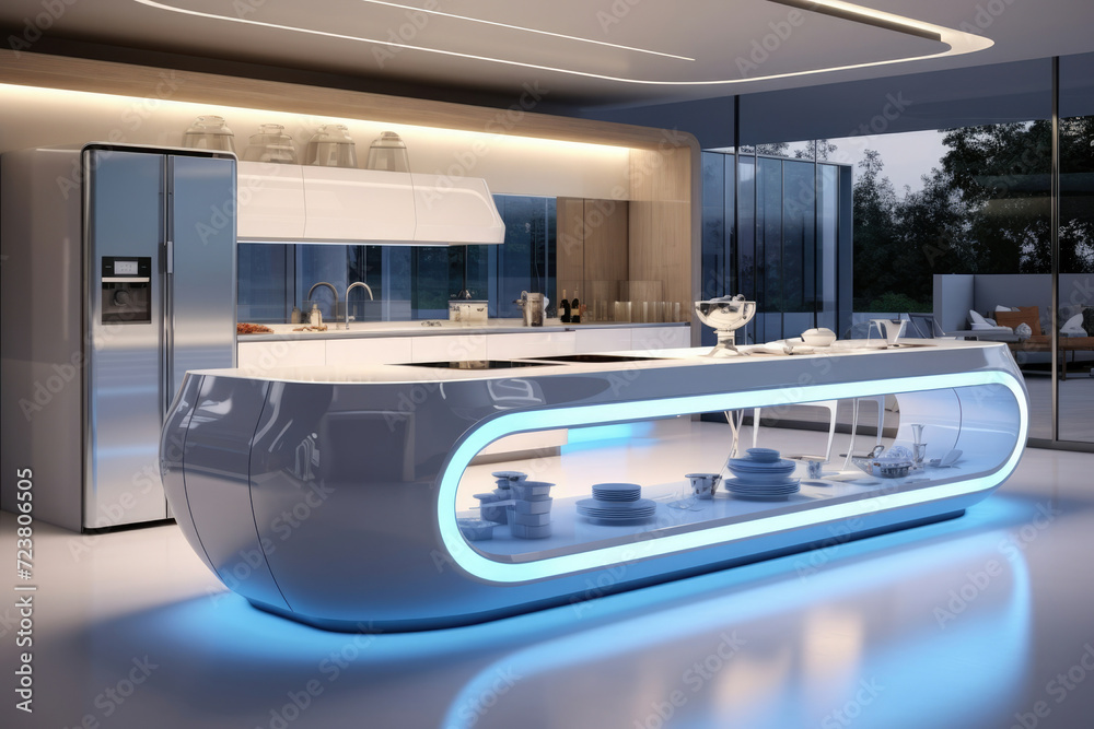 Obraz premium Space modern white background light room interior technology empty furniture business design render architecture hall