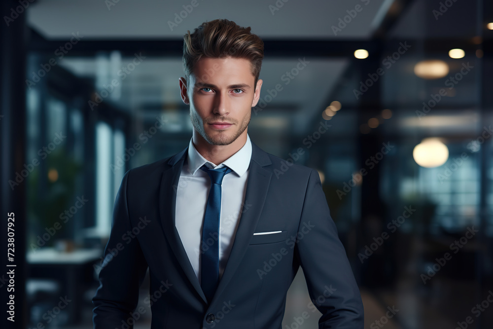 Serious and young professional male HR manager in formal wear, exuding a positive mindset in the workplace.