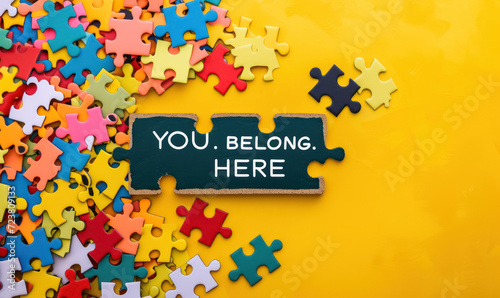 You belong here inclusivity and belonging puzzle concept