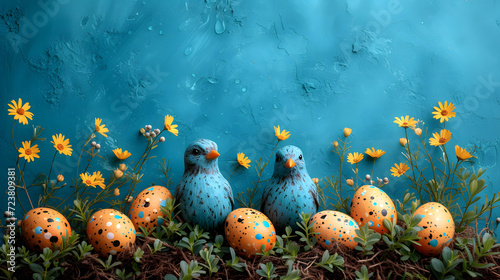 Group of Birds Perched on Grass-Covered Field