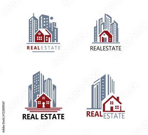 Real estate company template or design elements for icon, emblem for a company involved in construction design, architectural bureaus