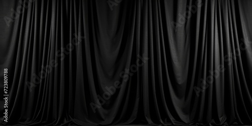 A black curtain with a chair in front of it. Can be used as a background or for theater and stage settings