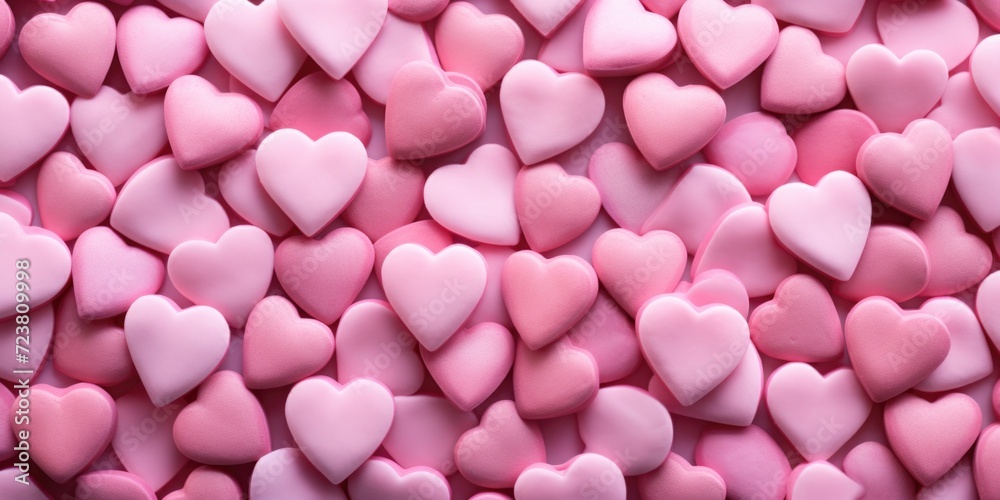 A large pile of pink heart shaped candies. Perfect for Valentine's Day or romantic occasions A large pile of pink heart shaped candies. Perfect for Valentine's Day or romantic occasions