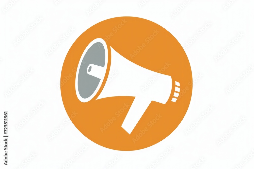 Megaphone icon in orange circle, advertising and sales concept, white background. Megaphone icon in orange circle, advertising and sales concept, white background.