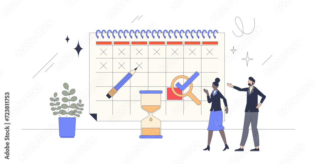 Deadline calendar and meeting schedule or planning retro tiny person concept, transparent background. Urgent tasks plan with effective time management and priority organization illustration. Deadline calendar and meeting schedule or planning retro tiny person concept, transparent background. Urgent tasks plan with effective time management and priority organization illustration.